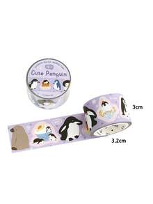 1卷合成纸模切和纸胶带，极地邮件系列，可爱动物主题剪贴簿胶带 - 彩色 - 查看 10