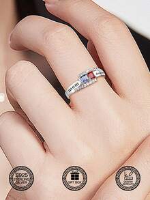 1pc S925 Sterling Silver Umbilical Cord Tie Garnet Birthstone Ring, Garnet Zirconia + S925 Silver Setting, Life's Blood Guardian Ring, Mother's Day/Birthday/Halloween/Christmas/Valentine's Day Gift, Comes With Gift Box - Birthstone - View 7