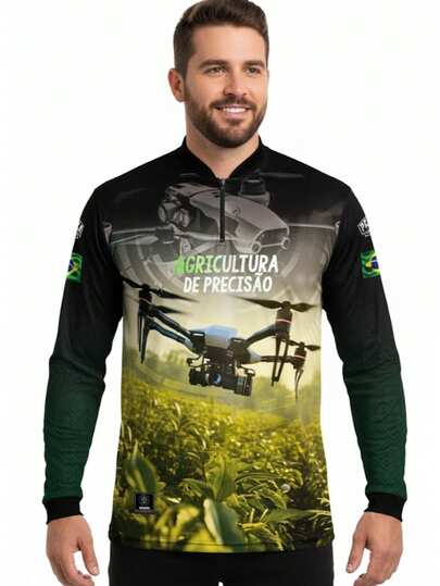Camisa Camiseta Blusa Agro Fazenda Drone Com Proteção Uv50