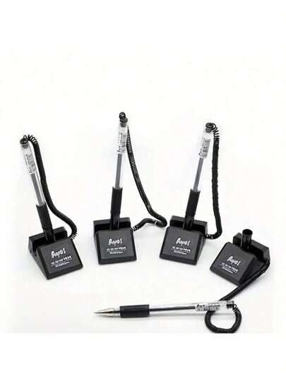 5pcs Desk Holder Fixed Gel Pen Counter Advertising Signature Pen Office School Stationery Table Gel Pen