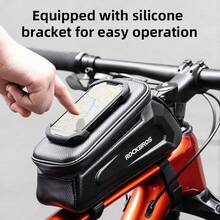 ROCKBROS 1pc Bicycle Cycling Bike Front Top Tube Frame Bag MTB Waterproof Phone Holder Case - Black - View 3