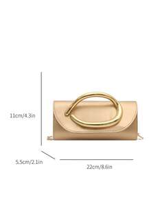 Die neue modische, vielseitige und stilvolle Schulter-Umhängetasche, eine stilvolle kleine quadratische Tasche für Dinnerpartys, ist für den täglichen Gebrauch während Reise-Diners geeignet. - Gold - Übersicht 2