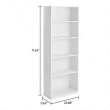 5-Shelf White Bookcase With Adjustable Shelves, Sturdy Open Storage Bookshelf, Easy Assemble, Multi-Use Display Rack For Living Room Home Office Bedroom Study - 白色 - 查看 5