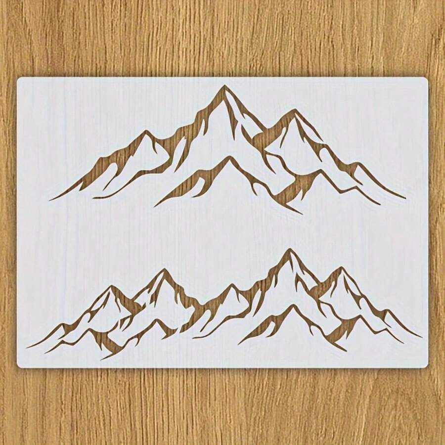 1张可重复使用的A4尺寸山脉模板,适用于墙面、地垫、地板、纺织品、服装、家具、画布、卡片、DIY工艺品,采用耐用的PET材料制成 - 乳白色 - 均碼 - 查看 1