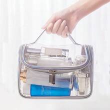 Bolsa cosmética transparente de PVC, impermeable y organizadora de viaje - Gris - Ver 1