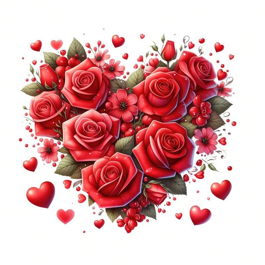 1pc/2pcs/3pcs Valentine's Day Heart Flower Iron-On Stickers, Heat Transfer Printing Suitable For DIY Pillow, T-Shirt, Clothing, Canvas Bag, Hoodie, Backpack, Jeans - Multicolor - View 1