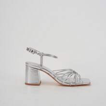 Women's Strappy Sandals Women 2.5-Inch Block Heel Tie Strap Square Toe Casual Comfortable Summer Shoes - 銀色 - 查看 9