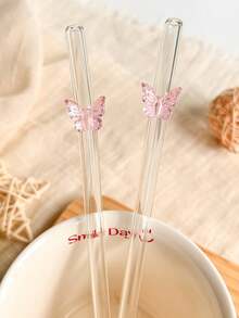 1/2/4/6/8 Piezas Conjunto de Pajitas de Vidrio Reutilizables con Decoración de Corazón Rosa, Pajitas de Vidrio Curvas Claras y Lindas con Cepillo de Limpieza, para Vasos de Agua, Accesorios de Cocina, Decoración de Pajitas, Bebidas Frías, Leche, Té, Café, Batidos, Cocinas, Restaurantes, Fiestas de Cócteles, Regreso a Clases, Regalos Divertidos para Novias/Novios, Padres, Amigos, Suministros Navideños, Año Nuevo, Día de San Valentín. - Rosa D - Ver 9