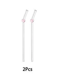 1/2/4/6/8 Piezas Conjunto de Pajitas de Vidrio Reutilizables con Decoración de Corazón Rosa, Pajitas de Vidrio Curvas Claras y Lindas con Cepillo de Limpieza, para Vasos de Agua, Accesorios de Cocina, Decoración de Pajitas, Bebidas Frías, Leche, Té, Café, Batidos, Cocinas, Restaurantes, Fiestas de Cócteles, Regreso a Clases, Regalos Divertidos para Novias/Novios, Padres, Amigos, Suministros Navideños, Año Nuevo, Día de San Valentín. - Rosa D - Ver 17