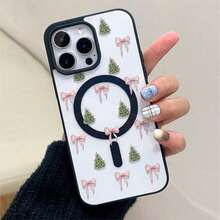 Funda de una pieza con diseño de lazo de árbol. Diseño sencillo y elegante. Diseño magnético. Compatible con phone 11, 12, 13, 14, 15, 16, 17, Pro/Plus/Pro y S22, 223, 824, S25 Ultra/FE. Admite carga inalámbrica. Ideal para regalar a amigos, también se puede usar en ocasiones especiales como Año Nuevo, San Valentín, etc. - Negro - Ver 6
