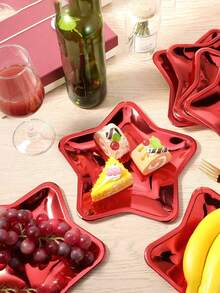 1/5件套创意星形餐盘，加厚星形设计，多件套装，适用于生日派对、蛋糕和小吃服务、节日聚会、摄影道具、独立日、生日开胃菜、甜点 - 彩色 - 查看 11