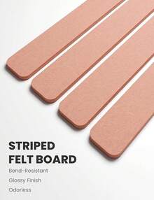 Cork Board Alternative Felt Strip Board 8-Pack 13"X2", Office Pin Board With 50 Push Pins, Adhesive Install For Bedroom Door & Home Office(Linen Dusk) - Hồng - Xem 4