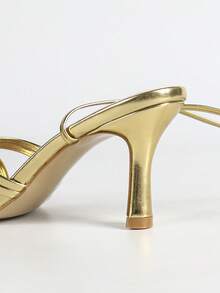 方头细带高跟凉鞋，金色方头细带高跟凉鞋，性感细带高跟凉鞋，适合派对、度假、通勤，百搭连衣裙，轻便舒适的系带方头细带高跟凉鞋 - 金色 - 查看 9