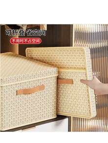 Caja de almacenaje en forma de V con tapa, plegable y de cartón duro reforzado, ideal para ropa y edredones, perfecta para el hogar. Dos colores, dos tamaños. - Burdeos - Ver 5