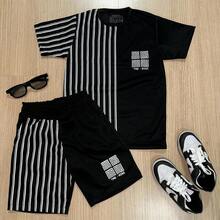 Boys' Stylish Summer Shirt And Shorts Set - màu đen - Xem 8