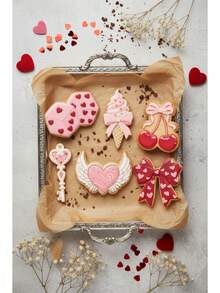 6 قطع مجموعة قوالب قطع بشكل قلب رومانسي، قوالب بشكل إعلان كرتوني لعيد الحب، قوالب لتشكيل البسكويت والفوندان، أداة ضغط ثلاثية الأبعاد، هدية عيد ميلاد، ديكورات عيد الحب، هدايا عيد الحب، ديكورات عيد الحب - وردي - مشاهدة 7