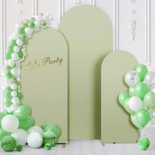 4ft, 5ft, 6ft, 6.6ft, 7.2ft Arch Backdrop, Light Green Double-Sided Stretch Fabric, Suitable For Wedding Arch, Dome Arch Backdrop, Also For Birthday Party And Wedding Arch Frame Decor (Excluding Stand, Fabric Only) - Olive Green - View 8