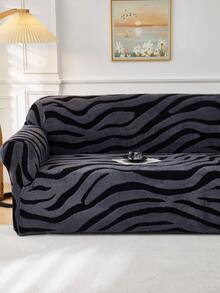 1pc Cationic Soft Plush Fabric Pet Proof Sofa Cover, Embossed Plush Jacquard Zebra Pattern, Rich Color Palette, Thick Jacquard Plush Sofa Cover Suitable For 1/2/3/4 Seat Sofa, Autumn/Winter - Multicolor - View 6