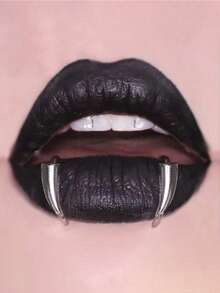 2 件银色朋克风格非穿孔唇环，时尚个性化唇环 - 兩個尖唇環 - 查看 5