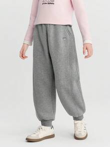Balabala Pantalones de felpa para niñas preadolescentes NaiPuPu, cálidos y acogedores para el invierno 2025 - gris medio - Ver 2