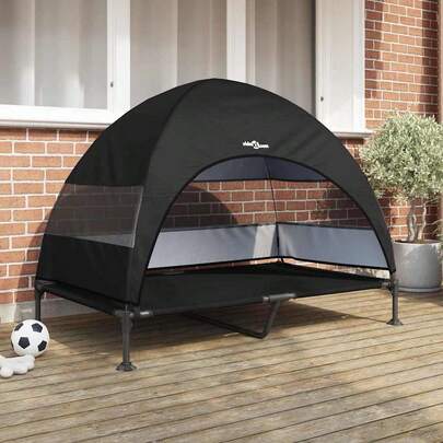 vidaXL Hochgelegtes Hundebett Schwarz 127 X 81 X 108 Cm
