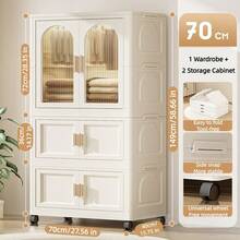 Folding Wardrobe Cabinet,Multi-Purpose Storage,Folds Flat For Storage,Closet Storage Bins With Dividers For Clothes, Plastic Storage Bin, Plastic Storage Bin With Clear Window & Lid, Clothing Organizer, Closet Organization For Drawer Organization, Stackable And Easy Install,Bedroom Storage Cupboard For Clothes,Short-Term Rental Ready,Apartment Saver,Dorm Room Essential - 彩色 - 查看 13