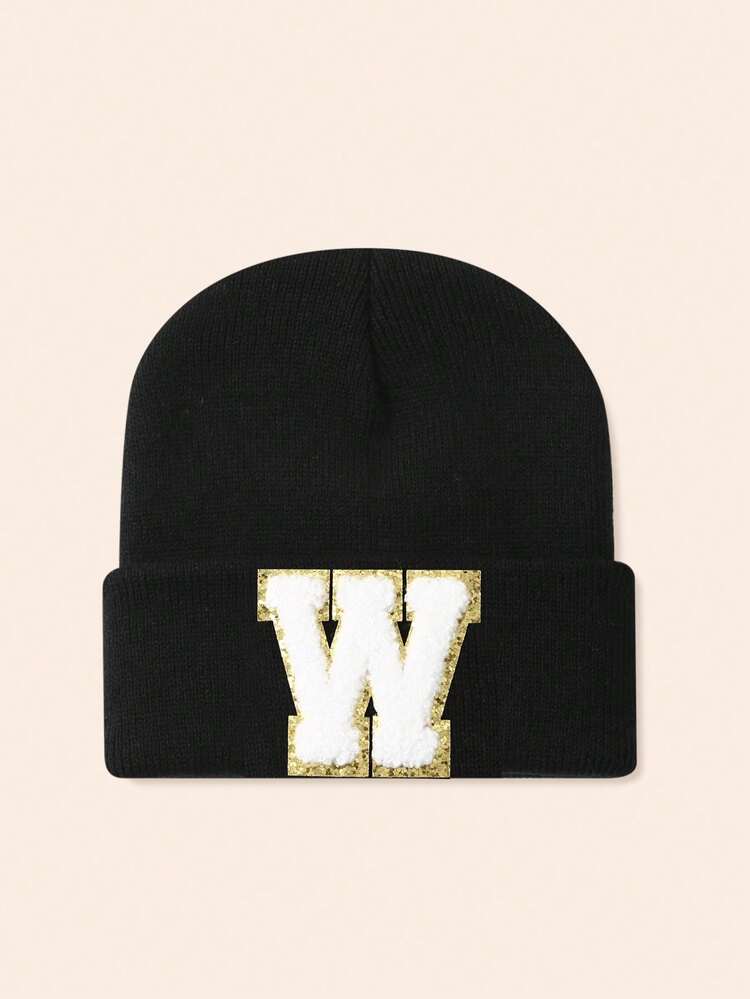 1pc Hat With 26 Alphabet Letters, Knitted Beanie For Baby Boys And Girls, Warm And Windproof For Outdoor And Daily Wear - Gold Label - Black Fluorescent Cap - View 42