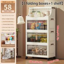 1个可折叠塑料双门储物柜，便携式衣柜，家居收纳整理柜，适用于客厅、厨房、浴室、卧室、玩具收纳、零食柜，圣诞节和万圣节礼物 - 透明 - 查看 18