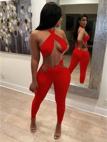 Sexy Tube Top Pullover Zweiteiliges Set Lange Hose Wünsche Neue Europäische und Amerikanische Stil Halterneck Lässig Einfarbig - Gelb - Übersicht 4