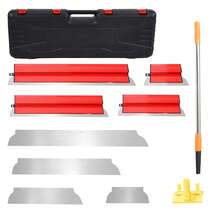 Glättklingen-Set für Trockenbauwände mit 83–125 cm Verlängerungsgriff, 25 cm/40 cm/60 cm/80 cm Edelstahlklingen zum Glätten von Gipskarton- und Wandoberflächen, inklusive austauschbarer Klingen, rot - Rot - Übersicht 10