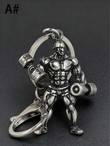 1个合金哑铃钥匙扣，肌肉线条设计，男女皆宜的励志礼物，适合运动、健身、减肥，可打开的环形扣，健身礼物 | 肌肉图案设计 | 励志健身铜质钥匙扣，生日、圣诞节送给他、男友、丈夫的最佳励志钥匙扣礼物 - 白色 - 查看 6