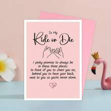 1PC Fun Friendship Card, My Best Friend Pink Promise, Galentine's Day Cards, Thanks, Missing You, The Perfect Gift For Your Best Friend - Multicolor - View 4