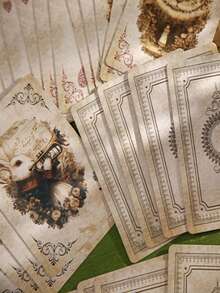 1PC Retro Alice Theme Playing Cards - Exquisite Double-Sided Anti-Slip Embossing, Four-Layer Die-Casting, Perfect For Family Gatherings And Party Games. Elegant Rabbit And Geometric Designs, Family Game Night. Geometric Card Patterns