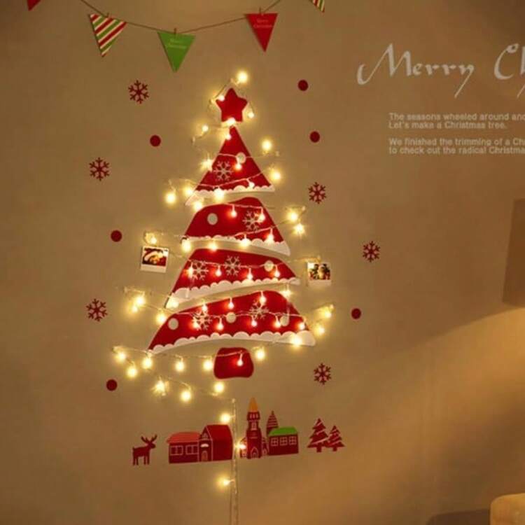 90cm/3 Pies De Alto Árbol De Pared De Rama Iluminado De Navidad 40 Luces  Blancas Cálidas Colgante con s Decoración De Pared De Navidad Escalera De Madera Dormitorio Sala De Estar Color 5 Único - Color5 - Añade 3