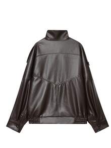 Seelio Autumn/Winter New Women's Fashion Leather Jacket, Minimalist European Style, Versatile Litchi Texture