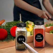 12pcs/24pcs Glass Spice Jars With Airtight Lids And Labels, 4oz Empty Square Containers Seasoning Storage Bottles With Label, Kitchen Gadgets, Cheapest Items, Kitchen, Christmas Gift