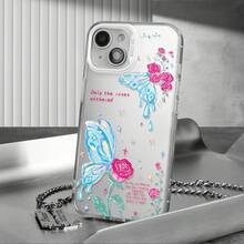 Funda de Teléfono con Patrón de Mariposa Rosa IMD Láser para iPhone 16 Pro Max 15 Pro 14 Plus 13/12/11, Duradera y a Prueba de Golpes, Estilo Básico de Moda, Protección de Borde de Lente Elevada, Adecuada como Regalo para Hombres, Mujeres y Adolescentes - Colores mixtos - Ver 7