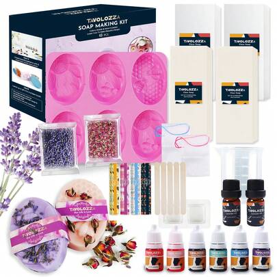 TAVOLOZZA Soap Making Kit- All-In-One DIY Craft Kit With Silicone Mold/Dried Flowers/Pigments For Adults Gift Idea