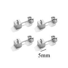10-Piece Set Of 304 Stainless Steel 18K Gold-Plated Square Stud Earrings In 2/3/4/5mm Sizes With Dangling Globe-Shaped 4mm Earrings. Women's Stainless Steel Jewellery Stud Earrings. DIY Earring Accessories. Jewellery Making Components. - Multicolor - View 7