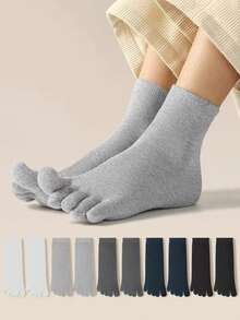 5 Đôi Tất Ngón Chân Nữ Tất Năm Ngón Chất Lượng Cao Mùa Thu Xuân Tất Thể Thao Ống Giữa Có Ngón Riêng Biệt Quà Tặng Giáng Sinh - Nhiều màu - Xem 1