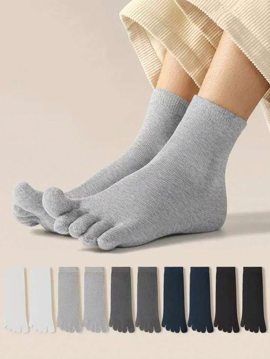 5 Đôi Tất Ngón Chân Nữ Tất Năm Ngón Chất Lượng Cao Mùa Thu Xuân Tất Thể Thao Ống Giữa Có Ngón Riêng Biệt Quà Tặng Giáng Sinh - Nhiều màu - Xem 1