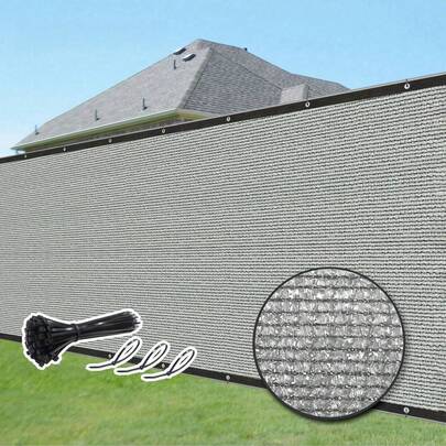 DELLNA Privacy Screen Fence, Heavy Duty Shade Canopy, UV Resistant, Windscreen, With Ring Ties And Fasteners, For Outdoor Wall, Garden, Patio, Pool, Deck, Grey, 1 Pc