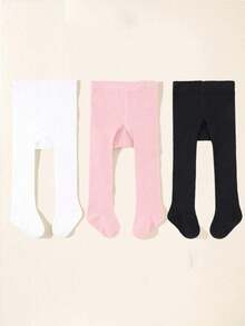 3 Pairs Black White Pink Baby Girls Seamless Mesh Leggings Tights, Toddler Stockings Soft Breathable Infant Pantyhose Travel Pants, Baby Essentials Daily Sports Dresser Leggings, Valentines Day Gift - Multicolor - View 12