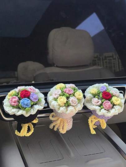 1pc Car Vent Plush Flower Decor (Random Color)