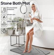 Stone Bath Mat, Diatomaceous Earth Bath Mat, Quick Drying Bath Stone Mats For Bathroom Kitchen, Easy To Clean 23.62x15.47, Grey Shower