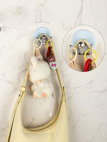 1/4pcs Strong Suction Cup Double Hooks, 4 Decorative Adhesive Wall Hooks, Sunflower Base, Suitable For Bathrooms, Shower Rooms, And Kitchens, Stainless Steel Towel Hooks, No Drilling Required, Soft Colors (Blue/Green/Pink/Beige) (Please Watch The Video For Usage Instructions) - Multicolor - View 4