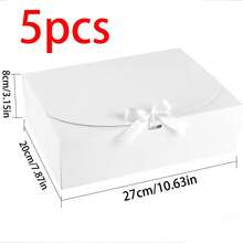 1/5 Piece Gift Box With Lid, White Gift Box, 10.6 X 7.8 X 3.1 Inch Bridesmaid Proposal Box With White Ribbon For Wedding Gifts, Birthday Gifts, Party Gifts, Decorations, Valentine's Day Gifts, Bridal Gift Boxes - White - View 14