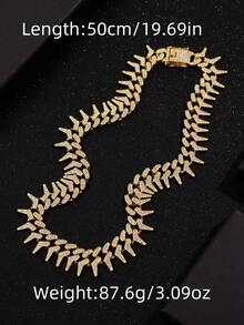 1件时尚前卫奢华朋克摇滚水晶镶嵌项链，男士百搭配饰，适合派对、音乐节、休闲穿着