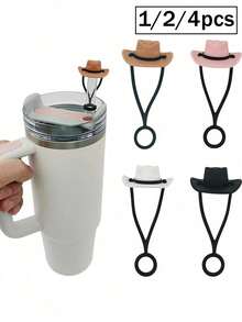 Silicone Creative Hat Straw Covers Cap - Compatible With Stanley Cup 30 40 Oz, With Pink Straw,Cute Funny Tumbler Straw Topper Accessories ,For Man & Woman Gift,Straw Tips Cover, Reusable Straw Toppers, Silicone Cartoon Cowboy Hat Straw Sleeve Caps, Decorative Straw Caps, For Party,Friends Gathering, Dustproof Straw Covers For Cup, Party Supplies, Cup Decor Accessary - 彩色 - 查看 12