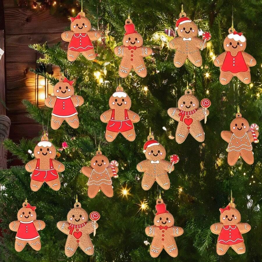 8/16 Pcs Gingerbread Man Ornaments: Add Sweet Ambiance To Your Christmas Tree Decorations! Christmas Halloween Thanksgiving Easter Gifts,Christmas Tree,Santa Claus,Christmas Decorations,Gingerbread House,Christmas Gifts Christmas Tree Hangings,Christmas